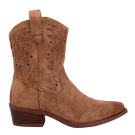 Austen Khaki gennembrudte cowboystøvler brun
