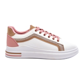 Kvinders sportsspiger med beige glitter hvid