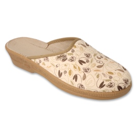 Befado dametøfler med plantemønster, pu 219D486, beige