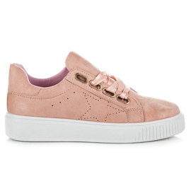 Ideal Shoes Sneakers bundet med et bånd lyserød