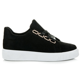 Ideal Shoes Sneakers bundet med et bånd sort