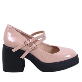 Lorai Khaki bred hæl pumps - Inello beige
