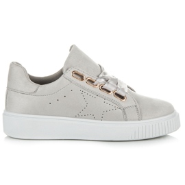 Ideal Shoes Sneakers bundet med et bånd grå