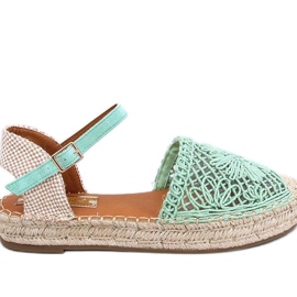 Grønne gennembrudte espadrillesandaler
