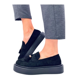 Platform loafers med frynser Sort