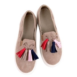 Khaki efterårs sneakers med frynser beige