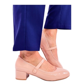 Nøgen patent højhælede ballet flade beige