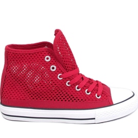 Røde gennembrudte high-top sneakers