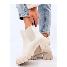 Ledeck Beige Pu bredhælede Chelsea-støvler - Inello