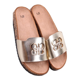 Kork flip-flops med zirkoner LT.GOLD gylden