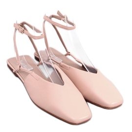 Nøgen balletflade med åben hæl beige