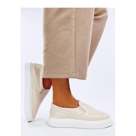 Beige gennembrudte slip-on sneakers