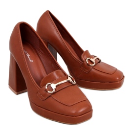 Camel højhælede loafers brun