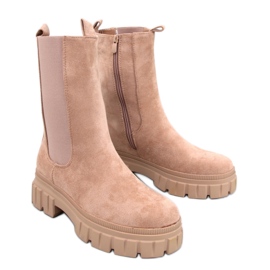 Khaki høje Chelsea-støvler beige