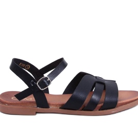Sorte flade sandaler til kvinder