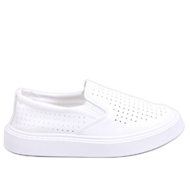 Hvide gennembrudte slip-on sneakers