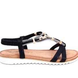 Damesandaler med perler Sort