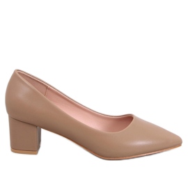 Kaki pumps med lav hæl brun