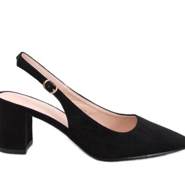 Suede Pumps med åben hæl Sort