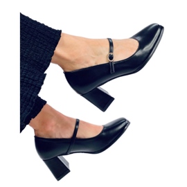 Mary Jane Keefel Sort højhælede pumps - Inello