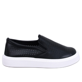 Sorte gennembrudte slip-on sneakers