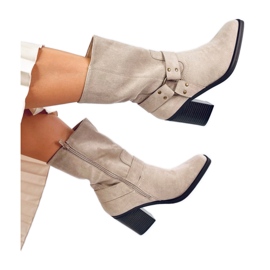 Beige ruskinds cowboystøvler