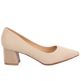 Beige KJ-10 Beige Pumps med bred hæl - Inello
