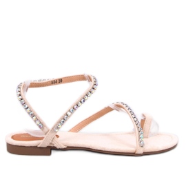 Ayless Beige flip-flop sandaler med rhinestones - Inello