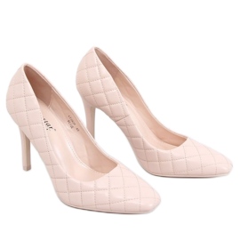 Quiltede højhælede kvinder BEIGE OG PINK LE082P Beige - Inello