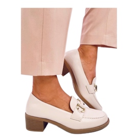 Rabier Beige pumps med bred hæl - Inello