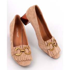 Weinn Beige pumps i kobberhæl - Inello