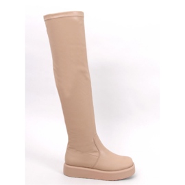Baird Beige over-knæ-støvler med en tyk sål - Inello