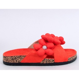 Sandal Cork flip-flops med pudeblomster Charss Orange - Inello