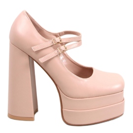 Loit Beige kornplatformspumper - Inello