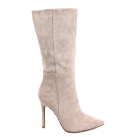 Klassiske ruskindsstiletstøvler Marissa Khaki - Inello beige