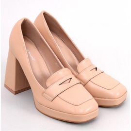 Entee Nude højhælede loafers - Inello beige