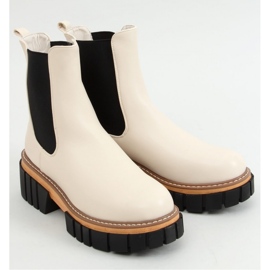 Damecreme Chelsea-støvler NS228P Beige - Inello
