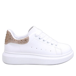 Parkss WHITE/GULD platform sneakers med rhinestones - Inello hvid