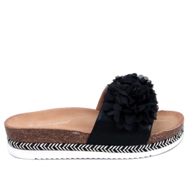 South Black blomstret flip-flops sandal - Inello sort