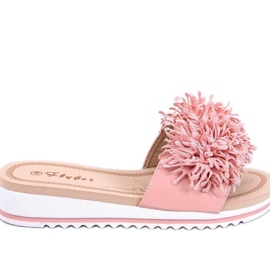 Sandal Wedge muldyr med blomster Ragnes Pink - Inello lyserød