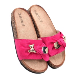 Sandal Cork flip-flops med en bamse Loups Fuchsia - Inello lyserød