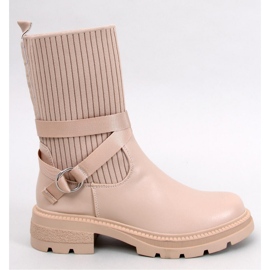 Shaffer Khaki ankelstøvler med elastisk overdel - Inello beige
