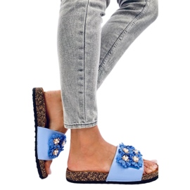 Emiles Blå korkflip-flops med blomster - Inello
