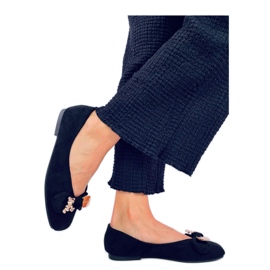 Cranny Black ballet lejligheder med en gylden bamse - Inello sort