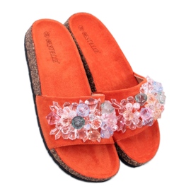 Sandal Cork flip-flops med sten Maliv Orange - Inello