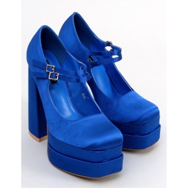 Prandi Blue satin platform pumper - Inello blå