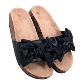 Bussi Sorte korkflip-flops med sløjfe - Inello