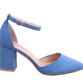 Pozzi Denim Blue pumps med ankelrem - Inello blå