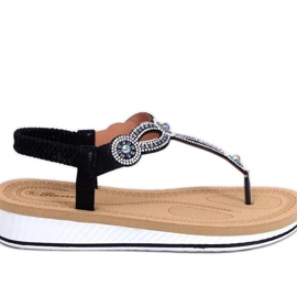Harani Sorte flip-flop sandaler med zirkoner - Inello