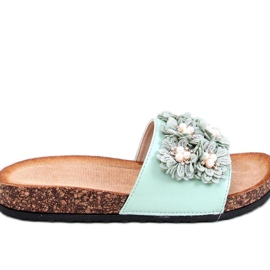Sandal Cork flip-flops med blomster Emiles Green - Inello grøn